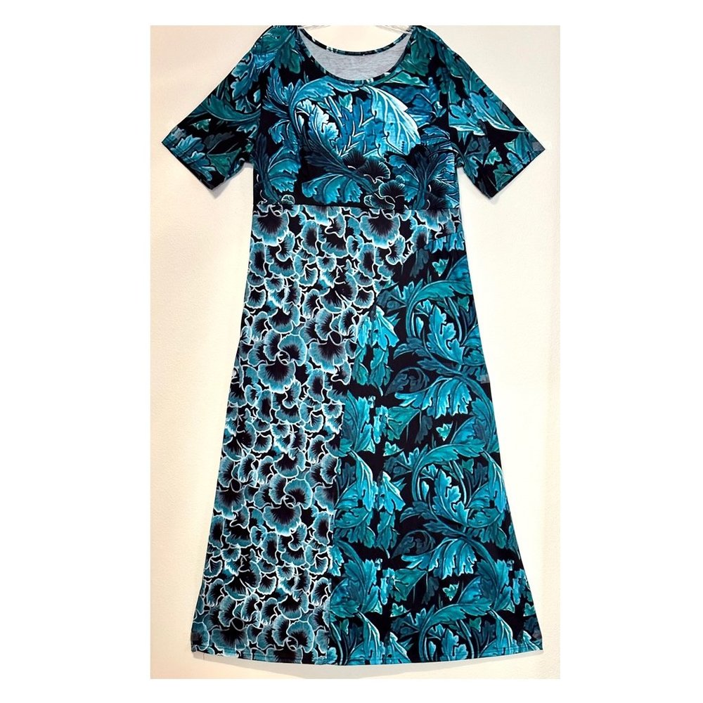 Blue Green Black Maxi Dress ~ xxl ~ soft knit